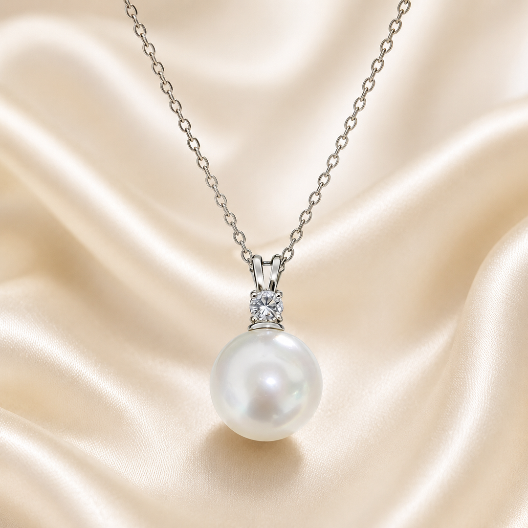 Classic Pearl Moissanite Pendant Necklace
