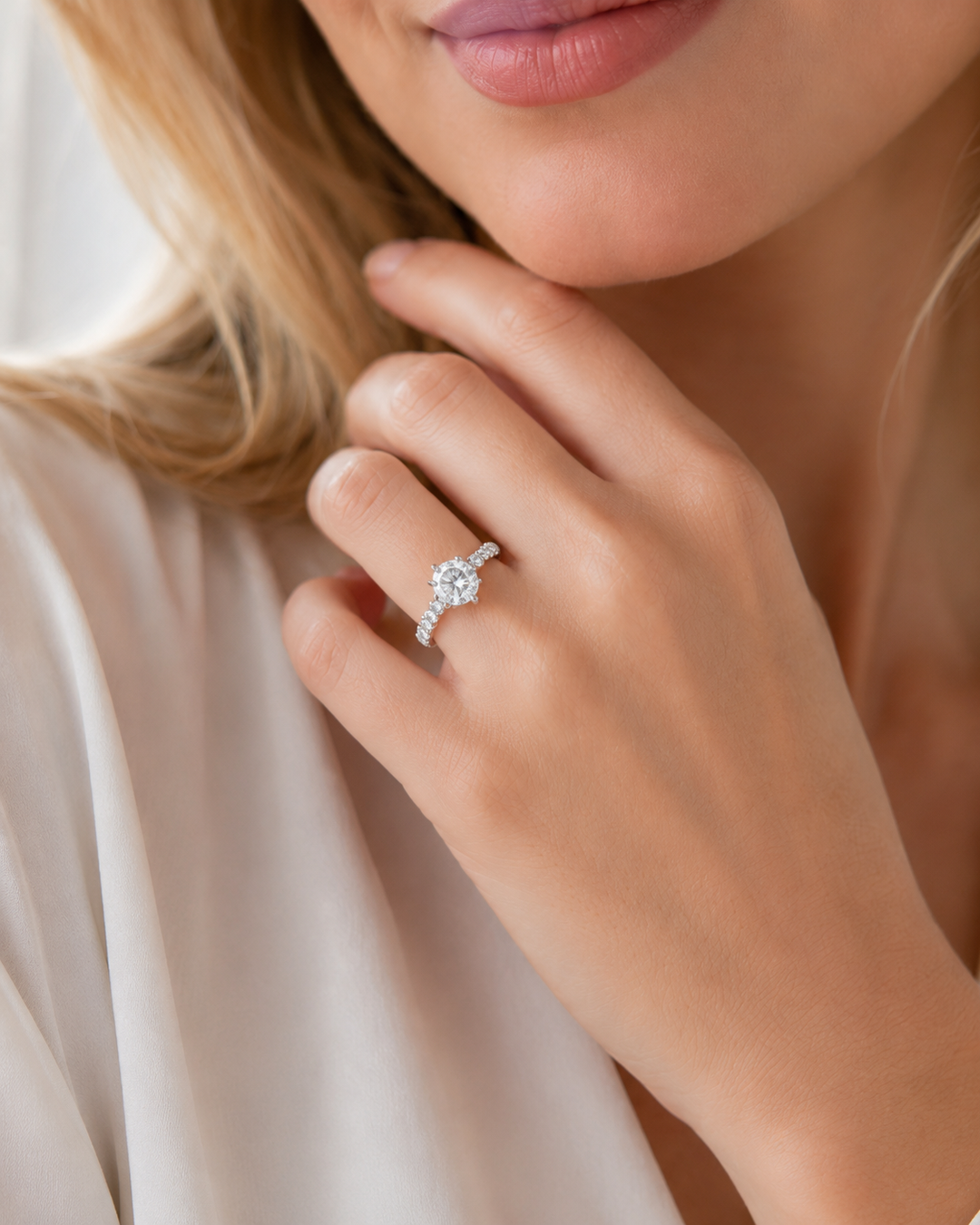 Aurora Six-Prong Moissanite Ring
