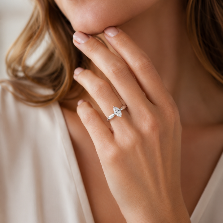 Marquise-Cut Moissanite Solitaire Ring