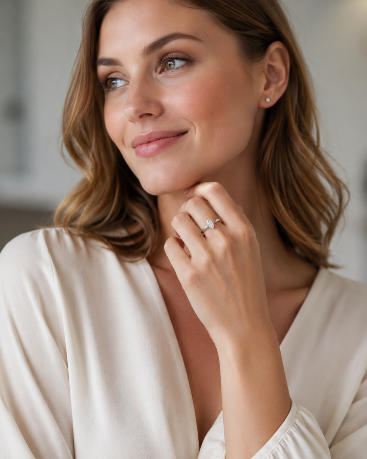 Marquise-Cut Moissanite Solitaire Ring