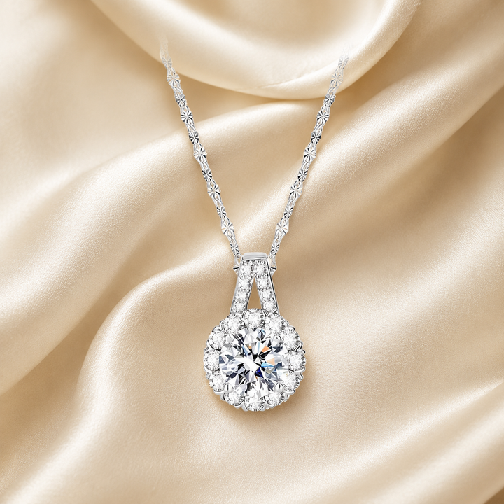 Halo Radiance Moissanite Pendant Necklace