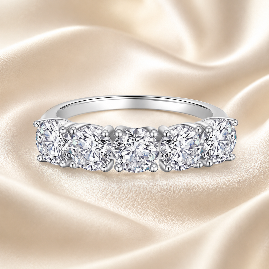 Celestial Wave Five-Stone Moissanite Ring