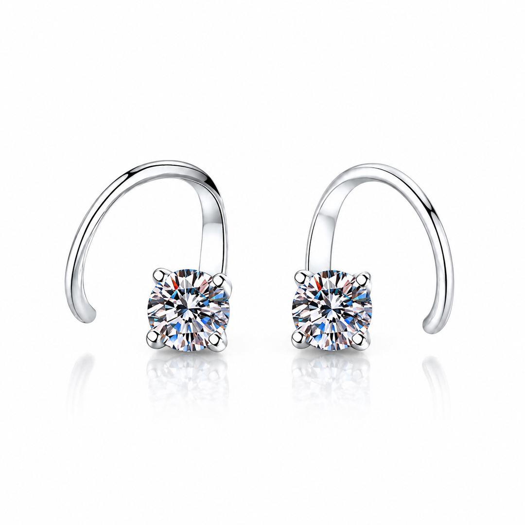 Round Moissanite Front-Back Hoop Earrings