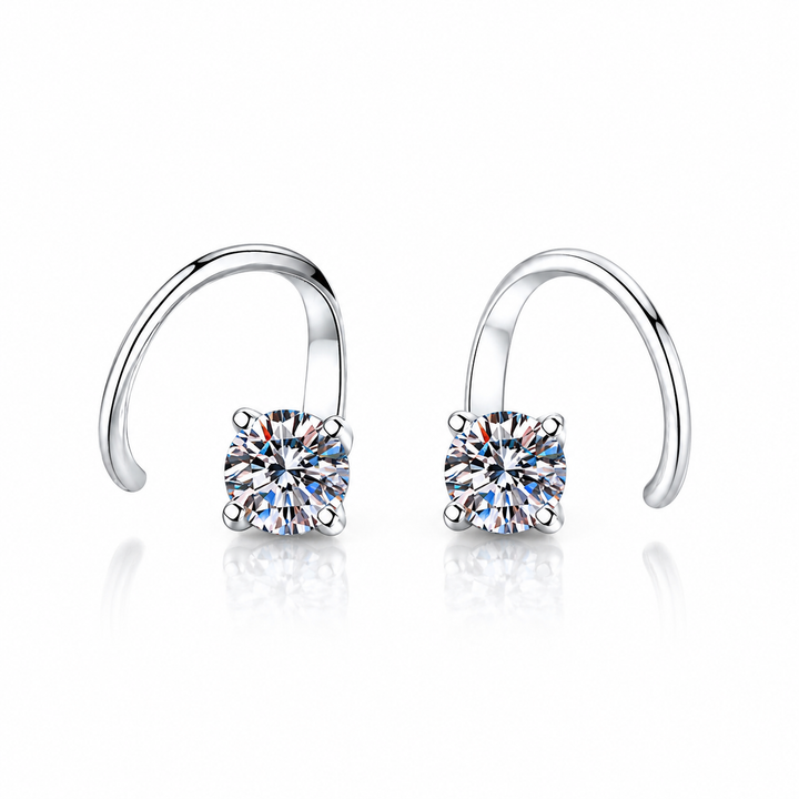 Round Moissanite Front-Back Hoop Earrings
