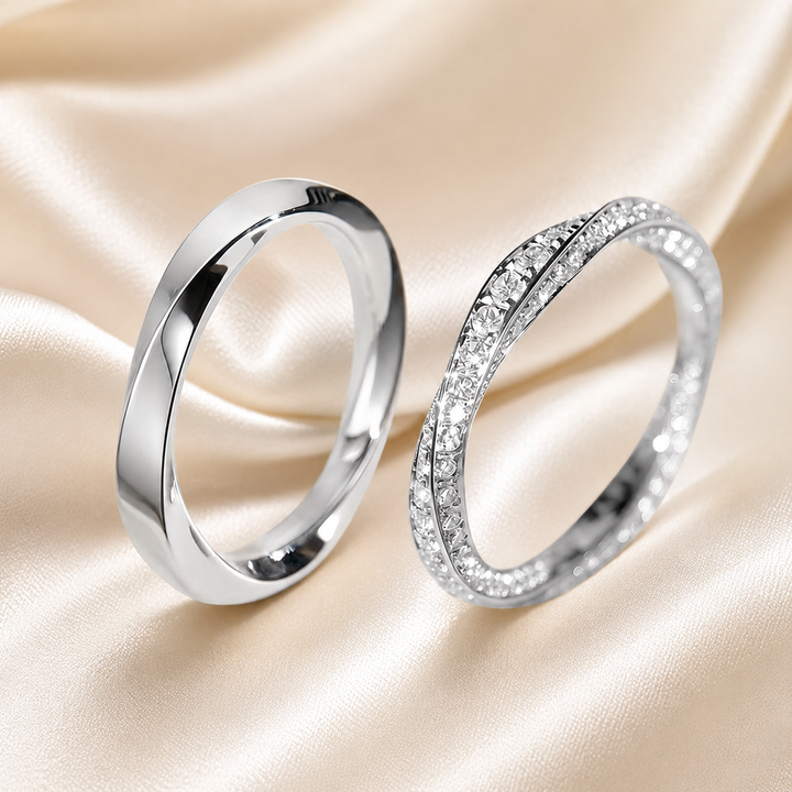 Heart Bezel Moissanite Couple Ring Set | S925 Sterling Silver