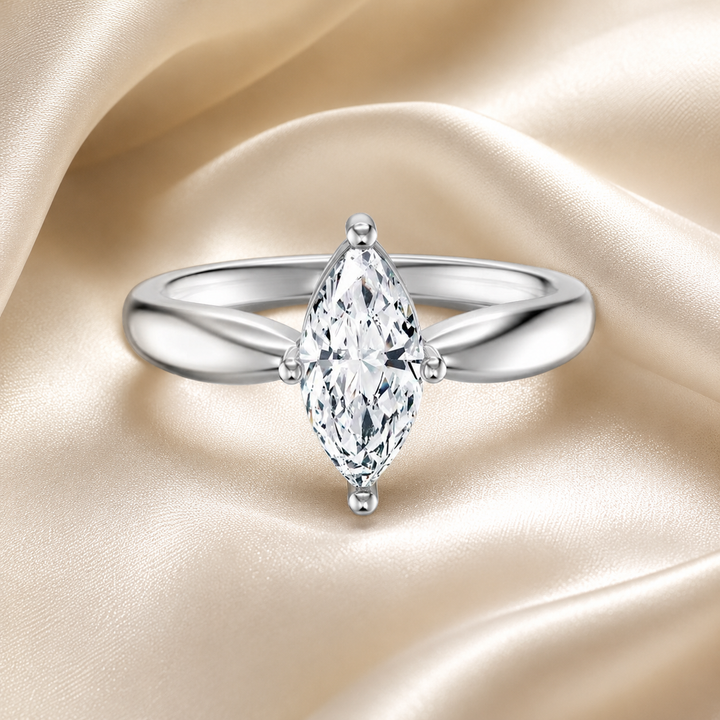 Marquise-Cut Moissanite Solitaire Ring