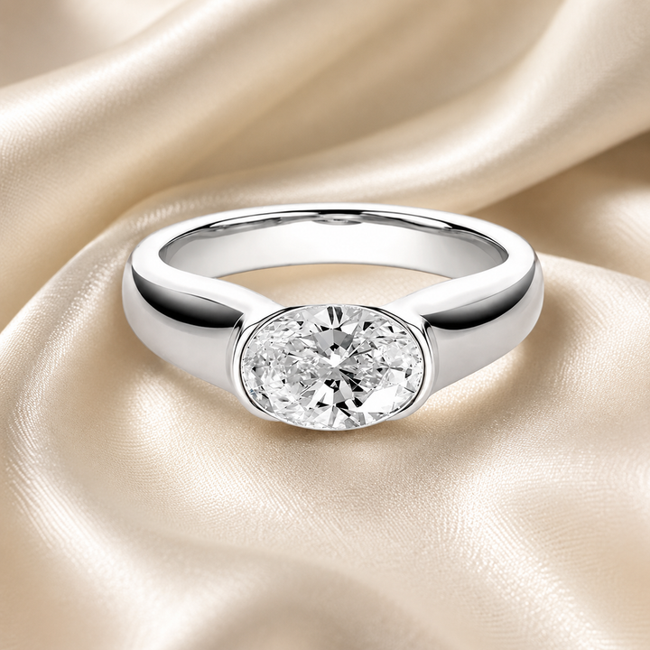 Oval Bezel Moissanite Ring