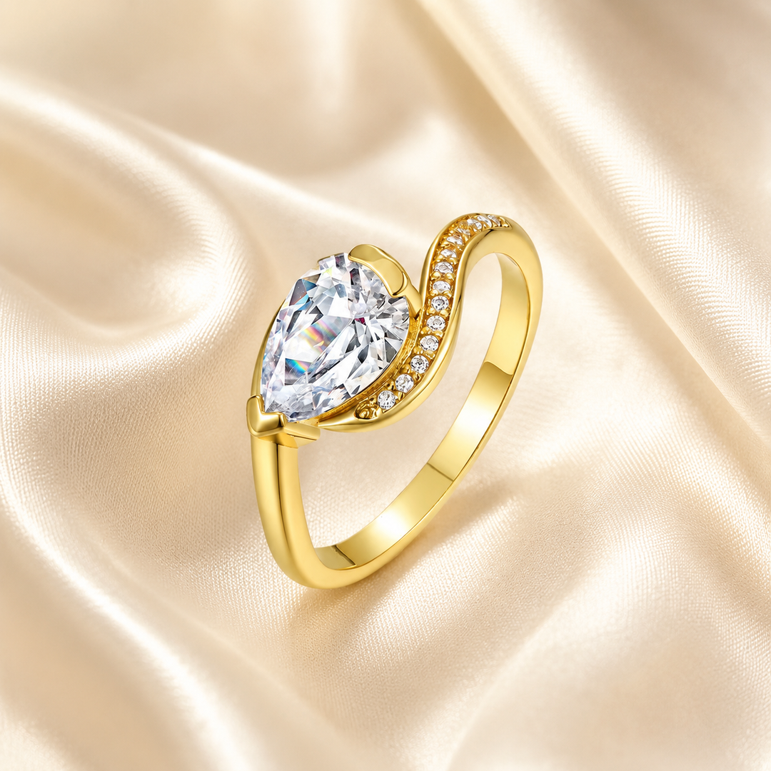 Pear Cut Moissanite Ring