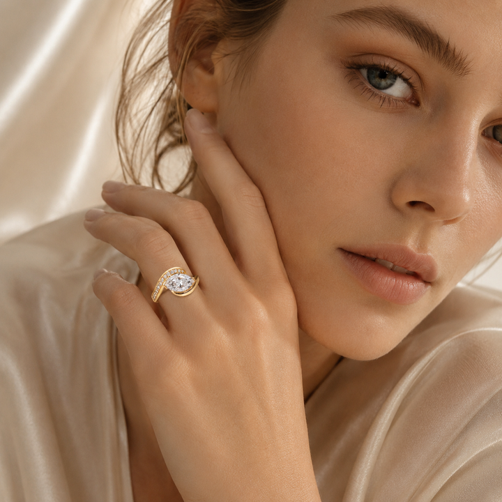 Pear Cut Moissanite Ring