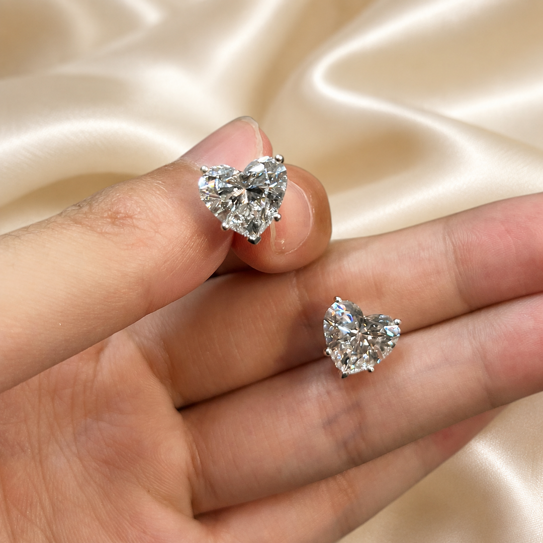 Heart-Cut Moissanite Stud Earrings