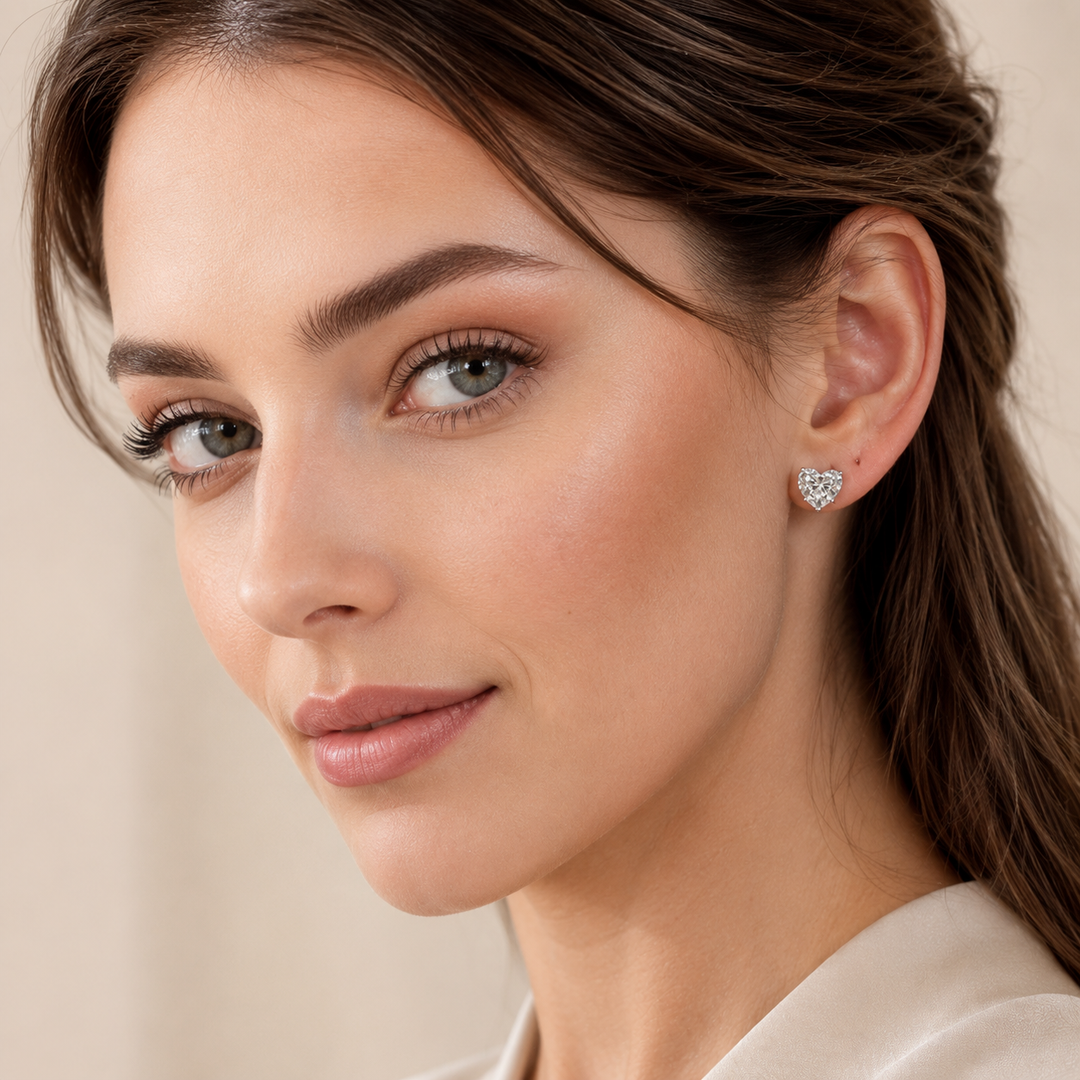 Heart-Cut Moissanite Stud Earrings