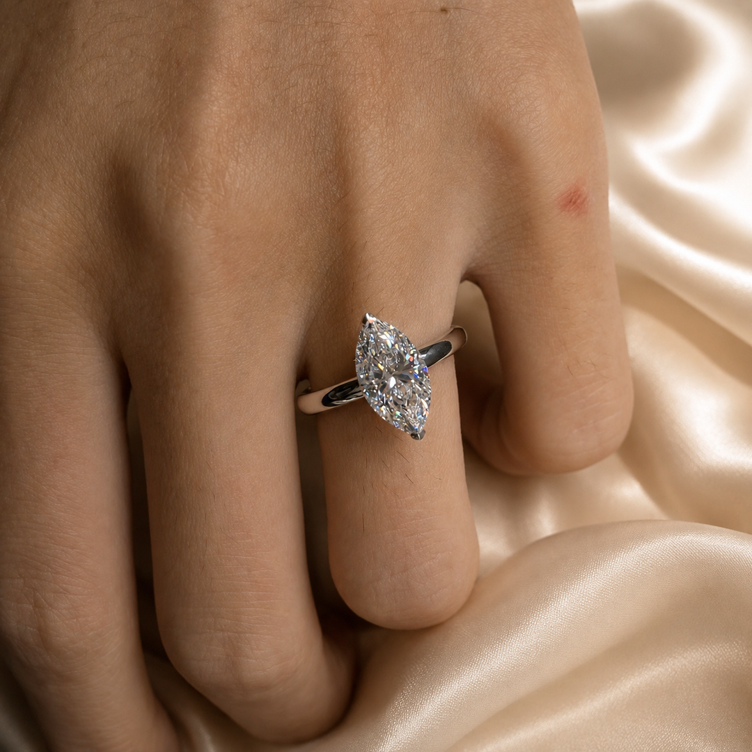 Marquise Cut Moissanite Ring