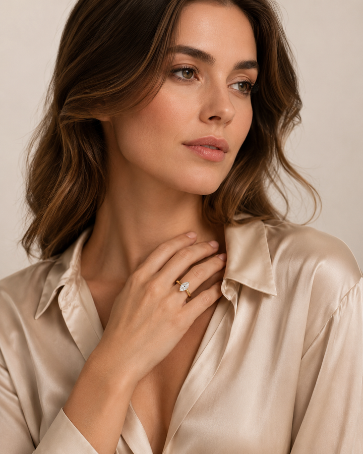 Marquise Cut Moissanite Ring
