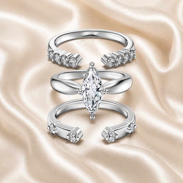 Marquise-Cut Moissanite Ring Set