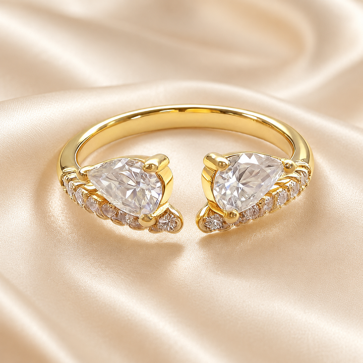 Lume Twin Pear Moissanite Open Ring