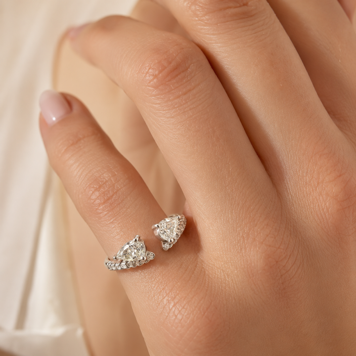 Lume Twin Pear Moissanite Open Ring