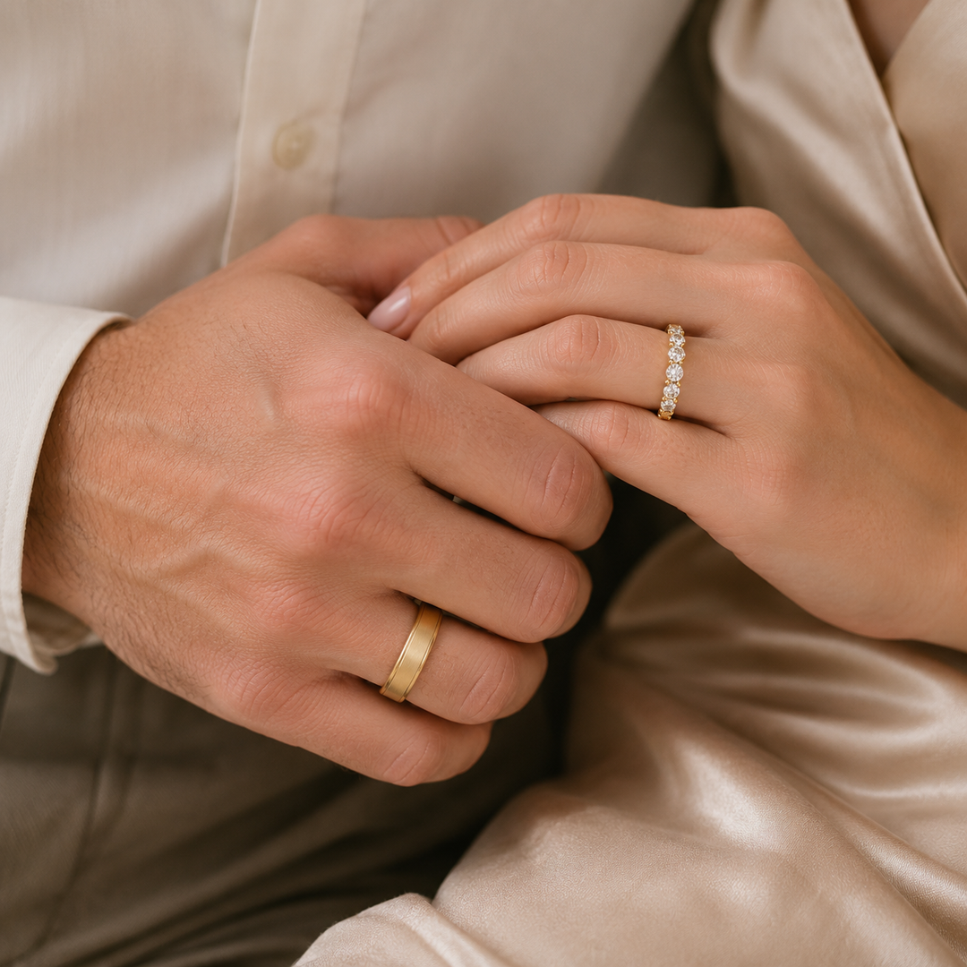Classic Couple Wedding Band Set