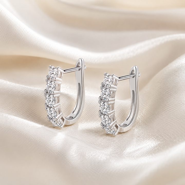 Celestial Arc Moissanite Hoop Earrings