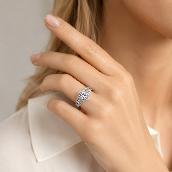Oval Cut Moissanite Halo Ring
