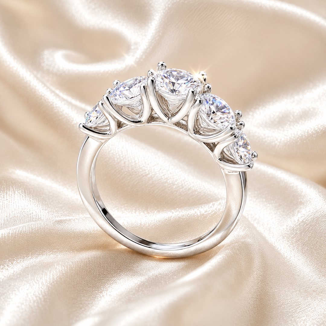 Celestial Wave Five-Stone Moissanite Ring