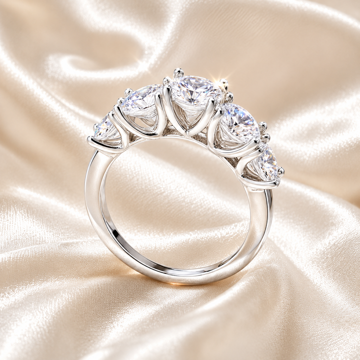 Celestial Wave Five-Stone Moissanite Ring