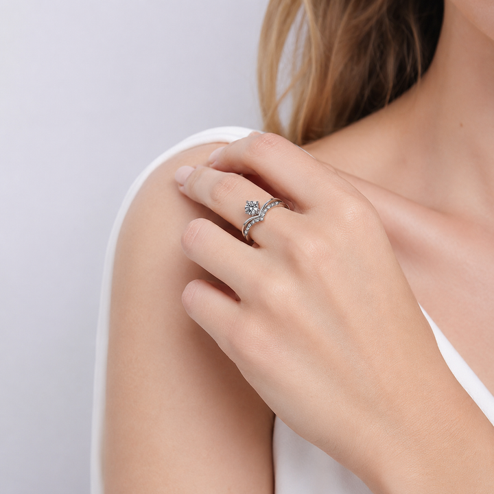 V-Curve Moissanite Ring