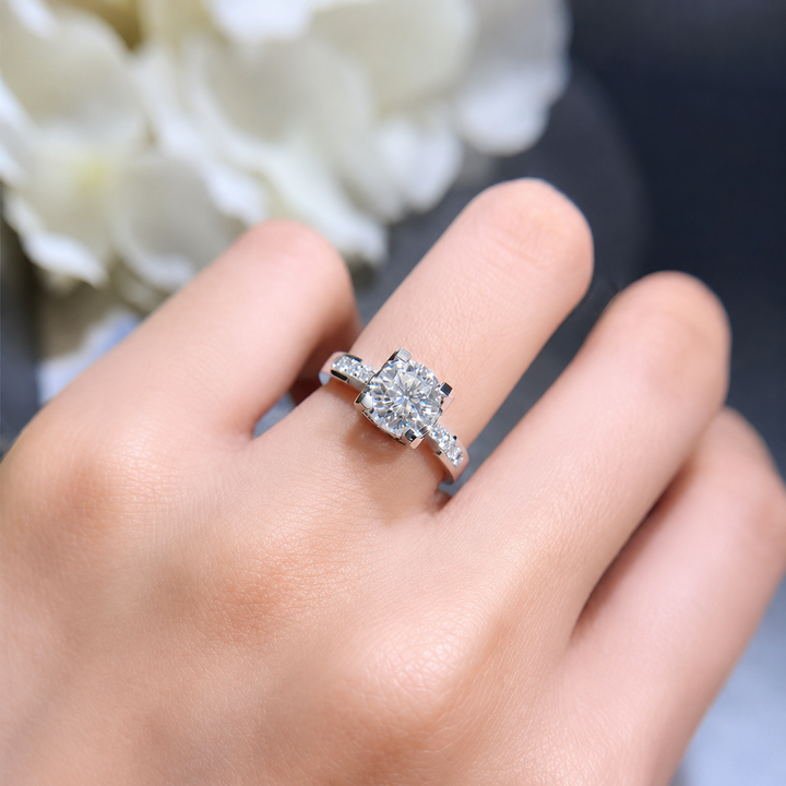 “Everlasting Promise” Bullhorn Moissanite Ring