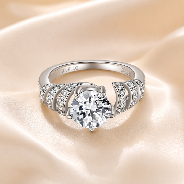 Helios Spiral Six-Prong Moissanite Ring