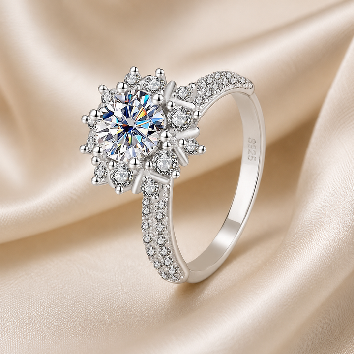 Stellar Bloom Halo Moissanite Ring