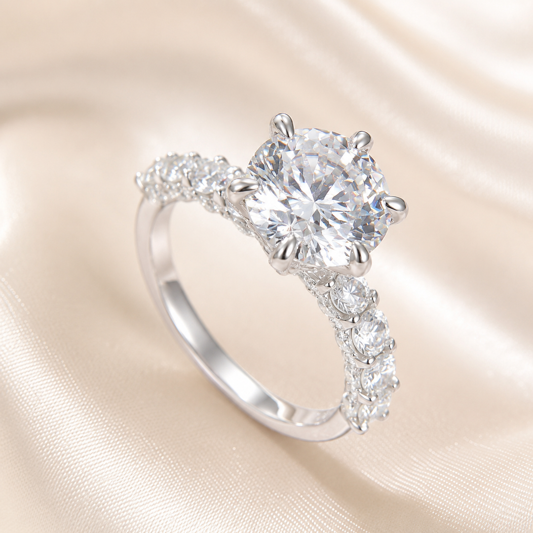 Aurora Six-Prong Moissanite Ring