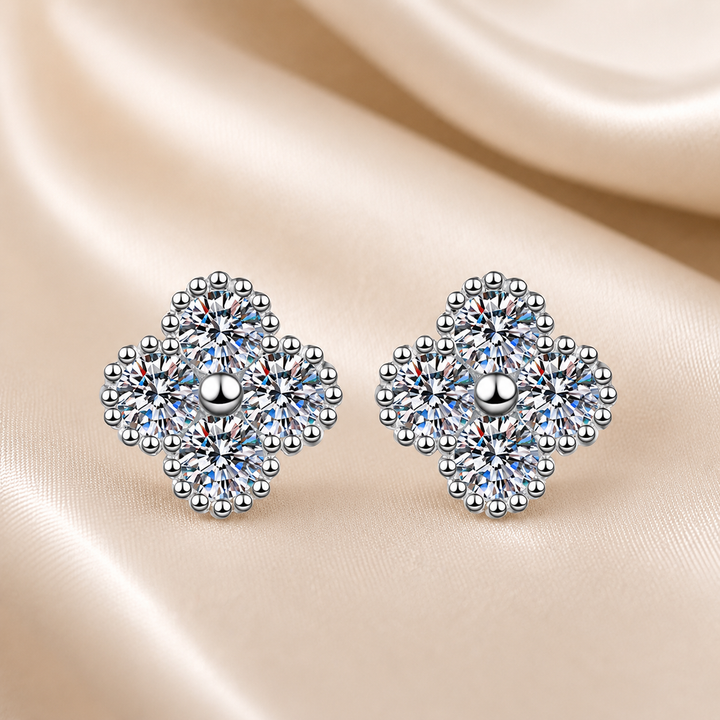 Clover Moissanite Stud Earrings