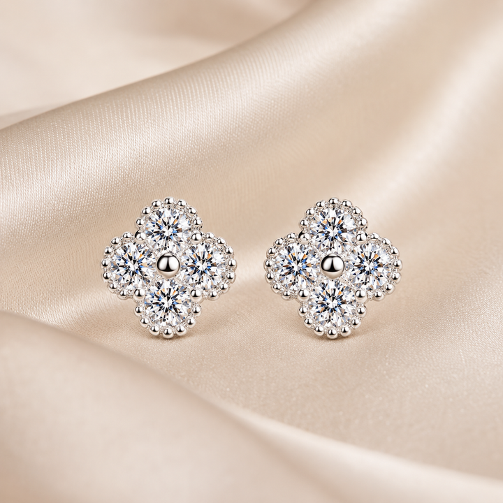 Clover Moissanite Stud Earrings