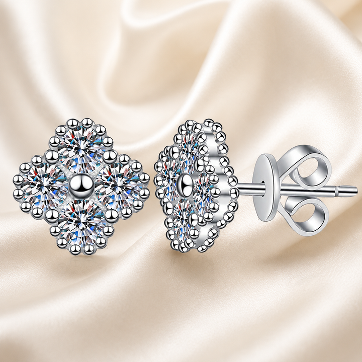 Clover Moissanite Stud Earrings