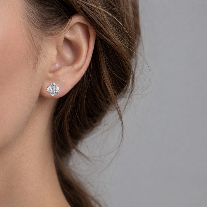 Clover Moissanite Stud Earrings
