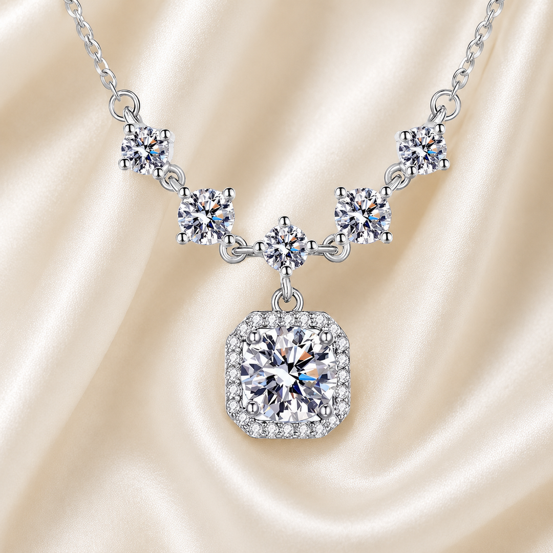 Sugar Cube Moissanite Necklace