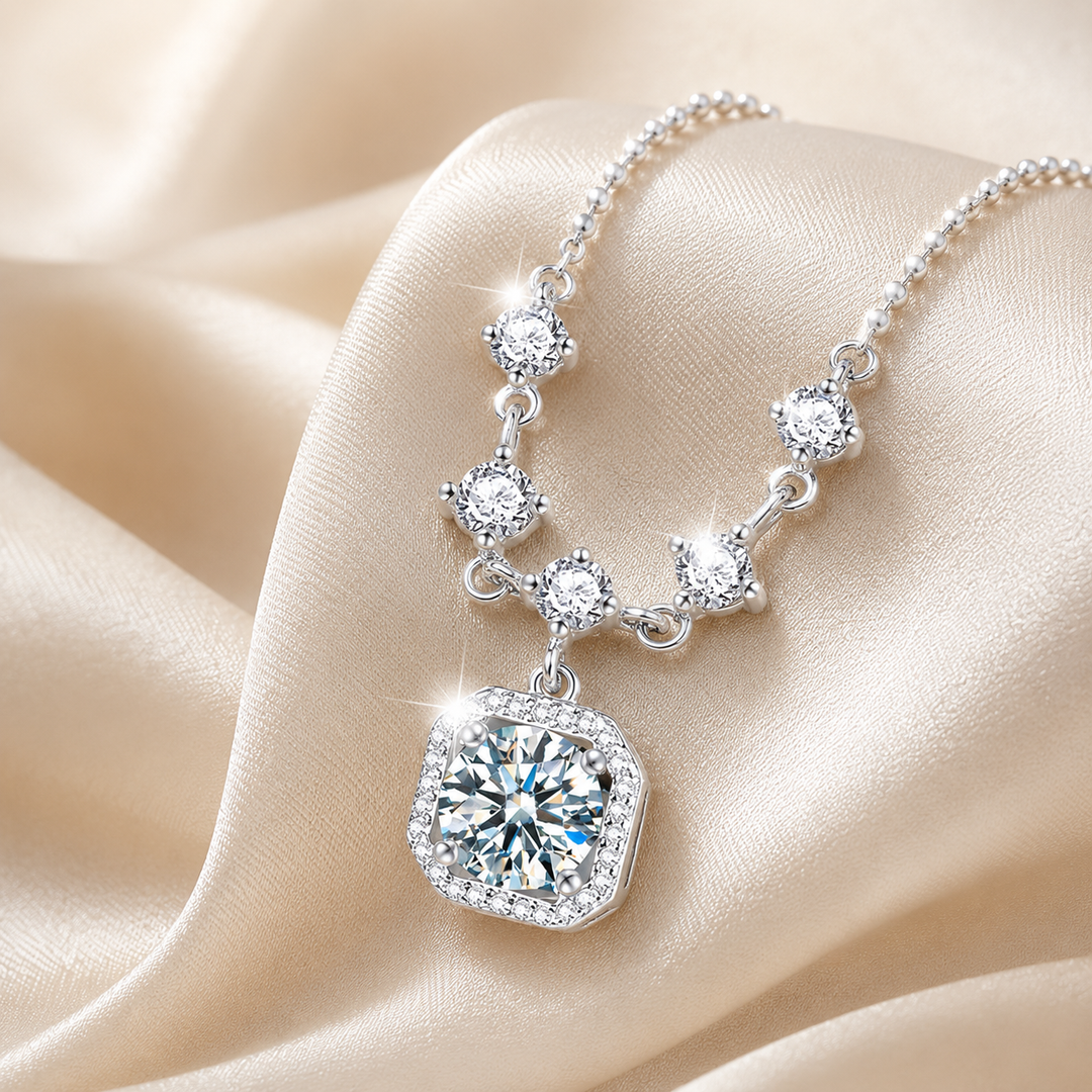 Sugar Cube Moissanite Necklace