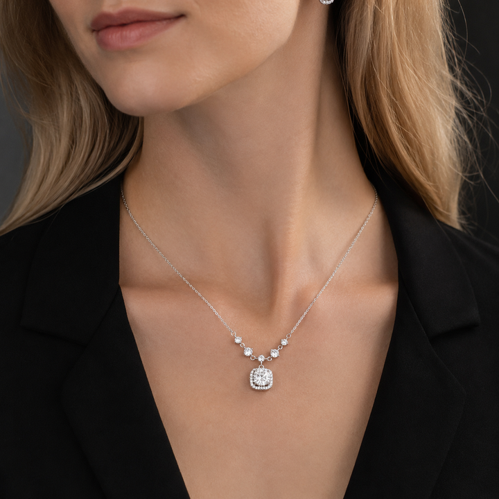 Sugar Cube Moissanite Necklace