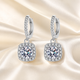 Square Halo Moissanite Drop Earrings