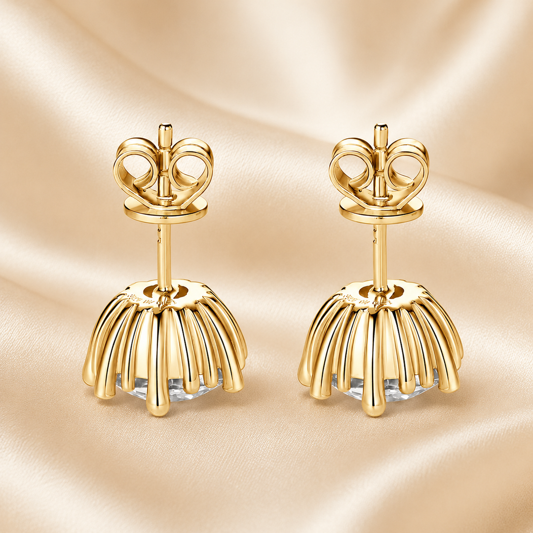 Sunburst Crown Moissanite Stud Earrings