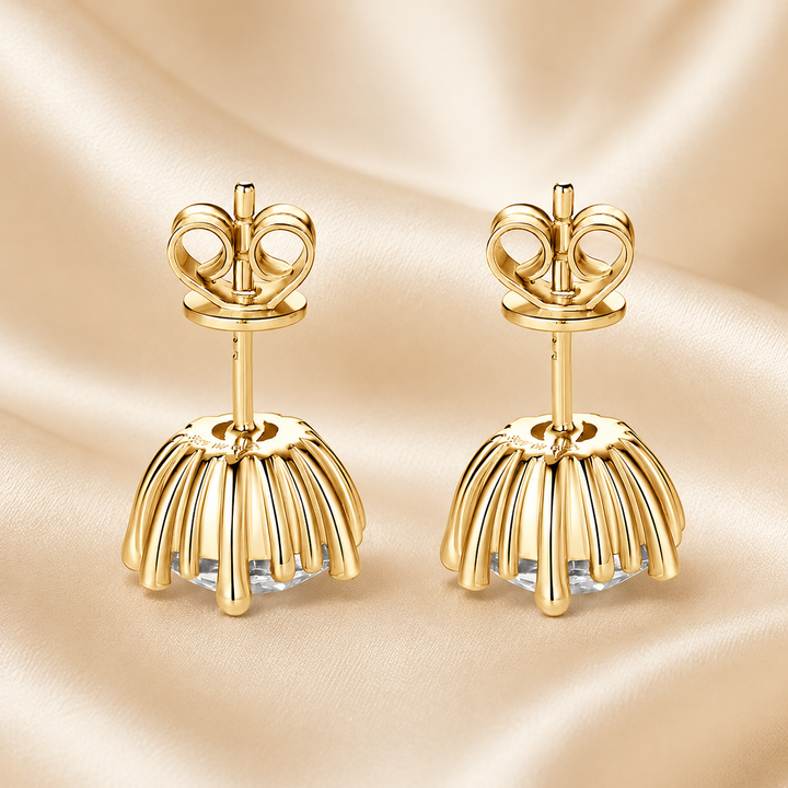 Sunburst Crown Moissanite Stud Earrings