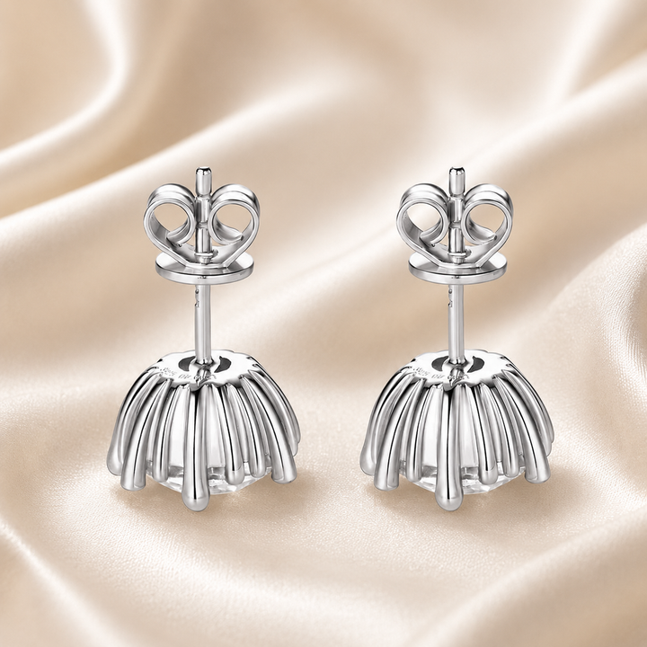 Sunburst Crown Moissanite Stud Earrings