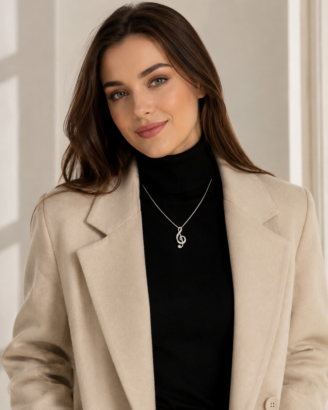 Treble Clef Moissanite Necklace