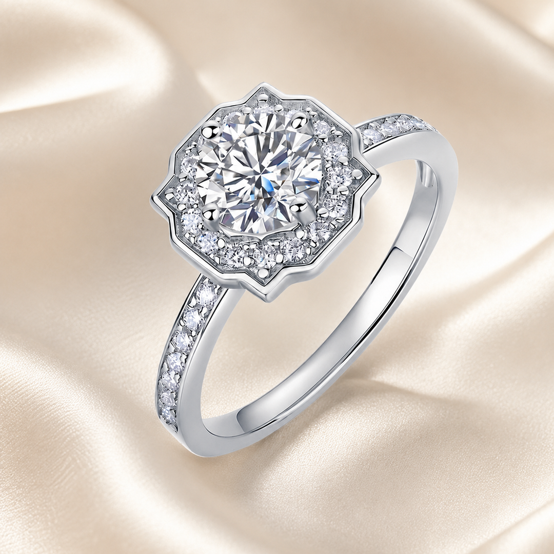 Petal Halo Moissanite Ring