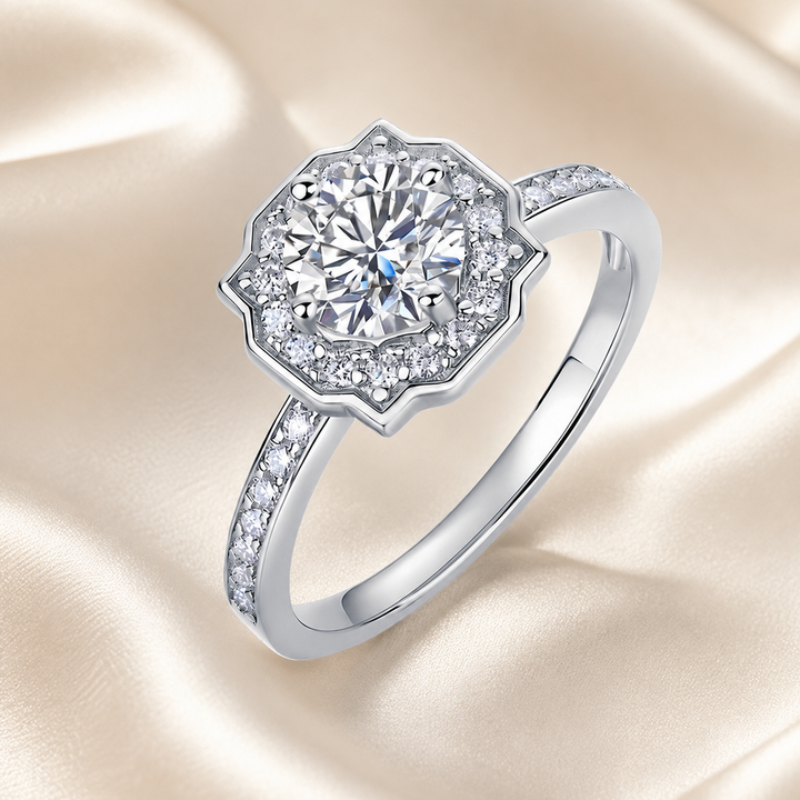 Petal Halo Moissanite Ring
