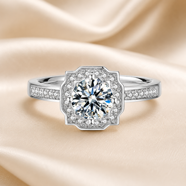 Petal Halo Moissanite Ring