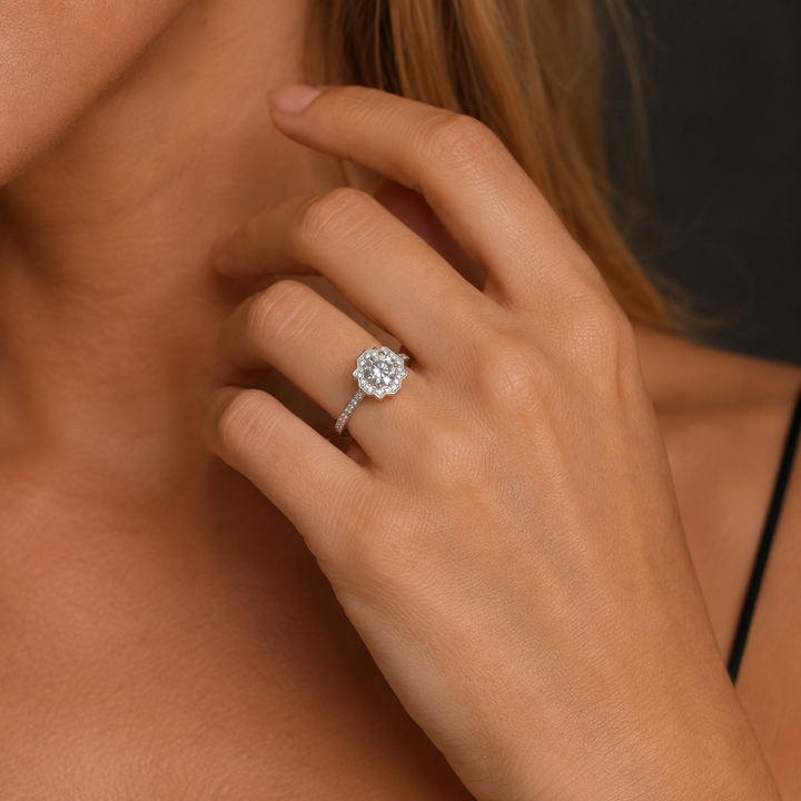 Petal Halo Moissanite Ring