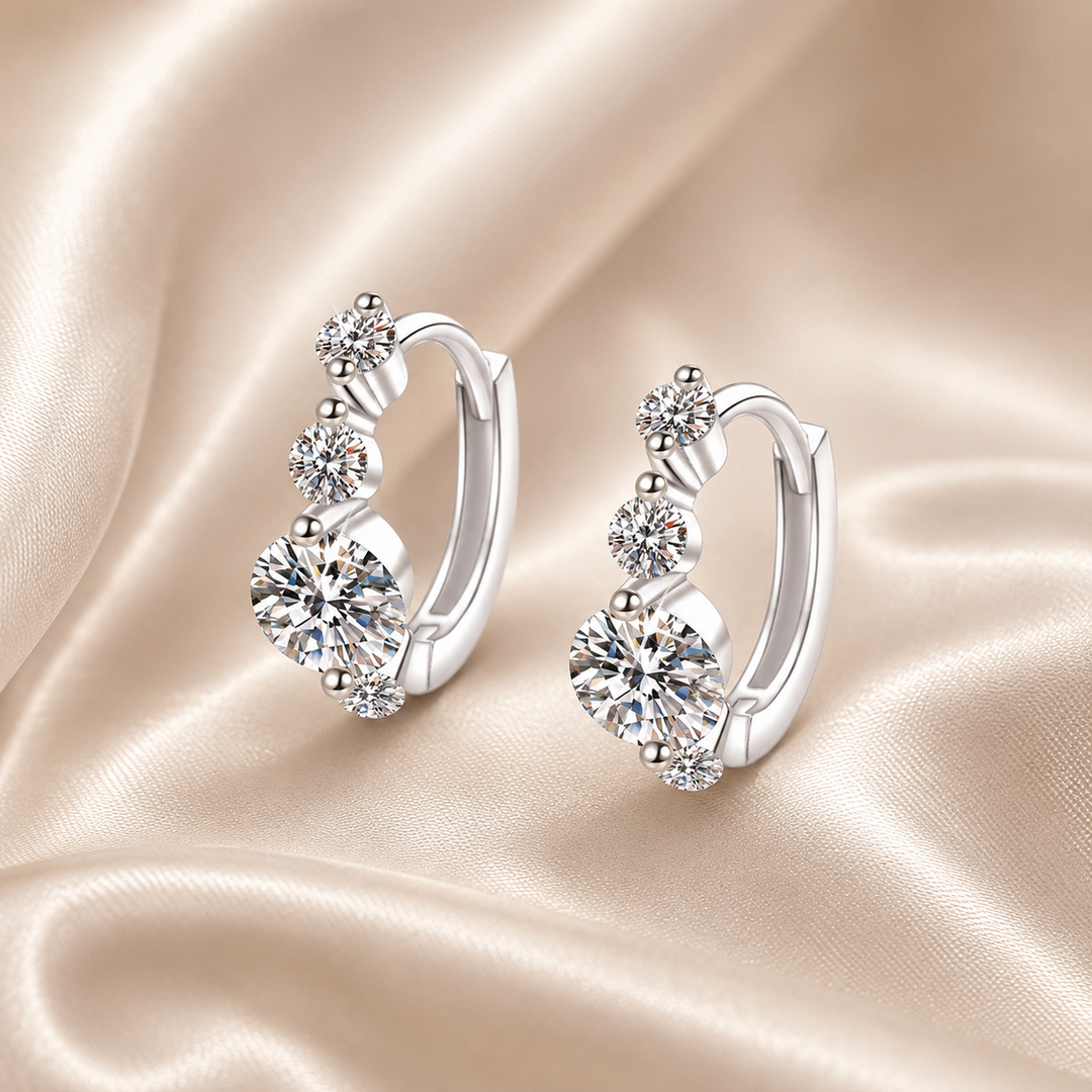 Trinity Spark Moissanite Hoop Earrings