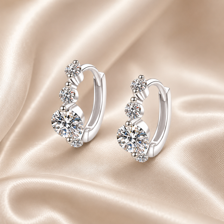 Trinity Spark Moissanite Hoop Earrings