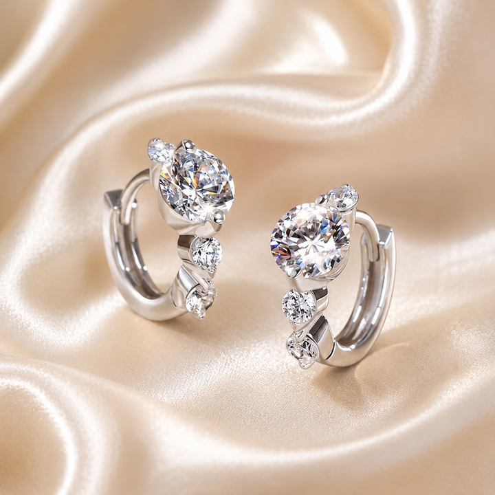 Trinity Spark Moissanite Hoop Earrings