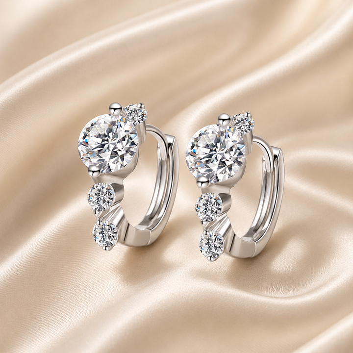 Trinity Spark Moissanite Hoop Earrings